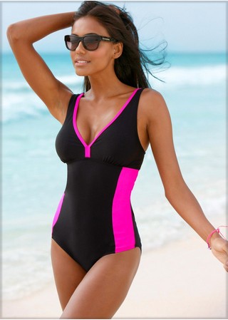 Costum de baie negru cu roz