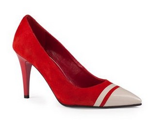 PANTOFI CLARETTE STILETTO ROSU CU CREM DIN PIELE INTOARSA