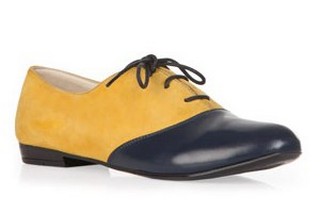 PANTOFI OXFORD GALBEN CU BLEUMARIN DIN PIELE NATURALA