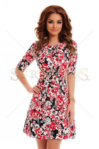 Rochie Artista Crowded Flowers Red