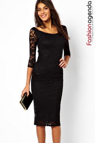 Rochie Midi Cu Maneci Lungi Din Dantela Esther