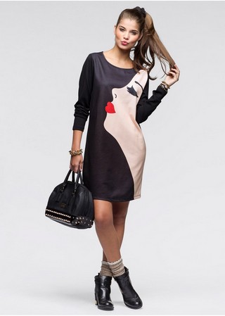 Rochie negru cu imprimeu