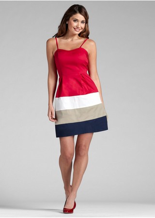 Rochie rosu cu bleumarin