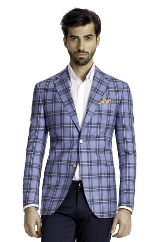 Sacou canaletto bleu cu carouri