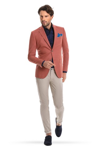 Sacou canaletto corai cu structuri