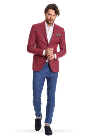 Sacou canaletto rosu cu structuri