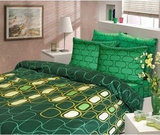 Set de pat Double Satin Geometric Green
