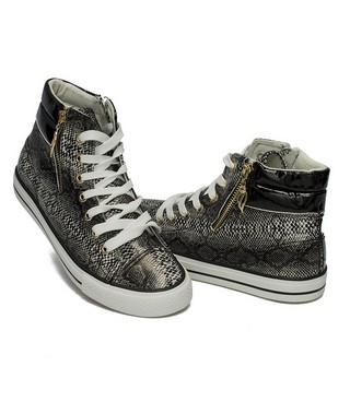 Sneakers dama negru Wild cu animal print