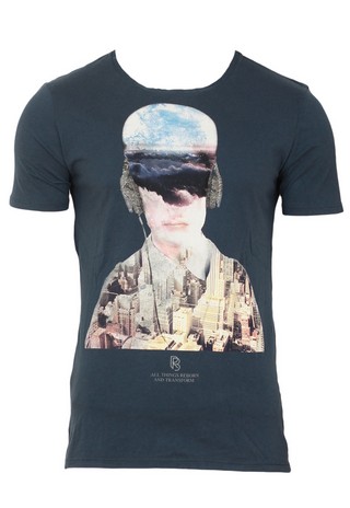 TRICOU BERSHKA CARROS DARK BLUE