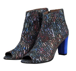 BOTINE ALBASTRE DIN PIELE INTOARSA CU IMPRIMEU SCRIS BLUE FLAVOR