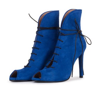 BOTINE BLACKOUT PEEP-TOE ALBASTRE DIN PIELE INTOARSA