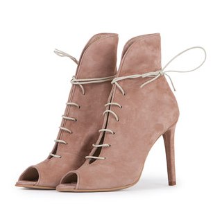 BOTINE BLACKOUT PEEP-TOE BEJ ROZE DIN PIELE INTOARSA