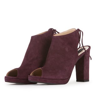 BOTINE BLACKOUT PEEP-TOE GRENA DIN PIELE INTOARSA