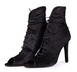 BOTINE BLACKOUT PEEP-TOE NEGRE DIN PIELE NATURALA