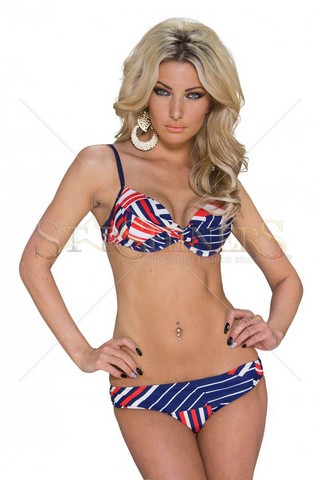Costum De Baie Settled Lines Red