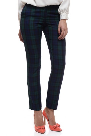 Pantaloni office bleumarin de dama RASPBERRY in carouri