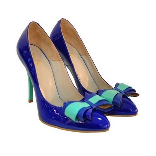 Pantofi din piele naturala Stiletto albastru electric