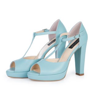 SANDALE PEEP-TOE BLACKOUT BLEU DIN PIELE NATURALA