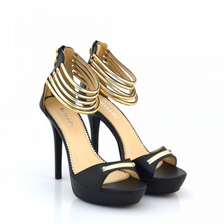 Sandale negre cu toc inalt