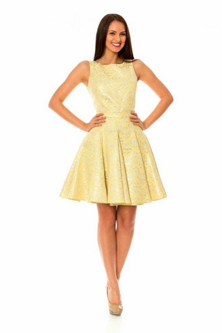 Rochie brocart cu pliuri