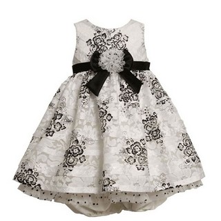 Rochita Bonnie Jean Baby cu imprimeu floral alb negru