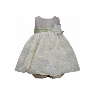 Rochita Bonnie Jean Baby cu imprimeu floral in relief alba