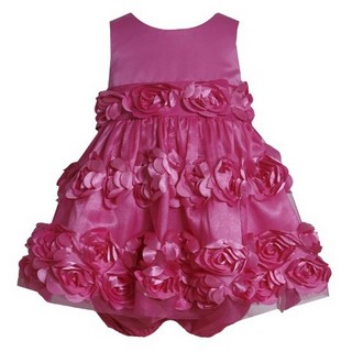 Rochita Bonnie Jean Baby cu imprimeu floral in relief roz