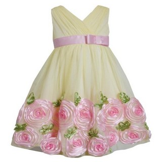 Rochita Bonnie Jean cu imprimeu floral in relief roz