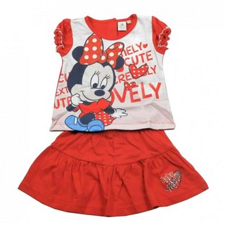 Set tricou cu maneci scurte si fusta Disney Minnie Mouse rosu