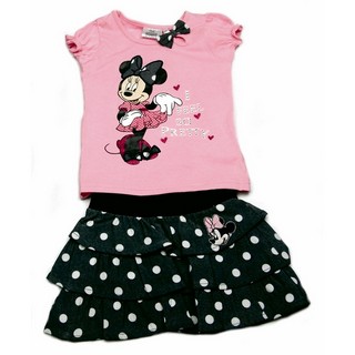 Set tricou cu maneci scurte si fusta Disney Minnie Mouse