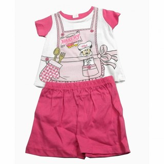 Set tricou cu maneci scurte si pantaloni scurti Disney Minnie Mouse roz