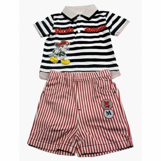 Set tricou polo cu maneci scurte si pantaloni scurti Disney Mickey Mouse bleumarin