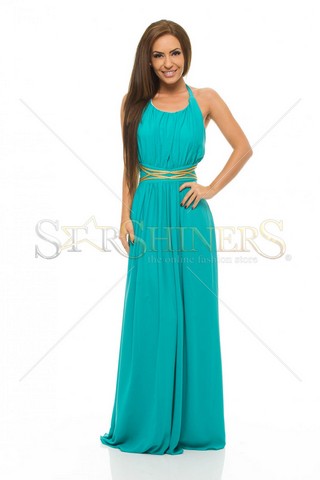 Rochie LaDonna Golden Waist Turquoise