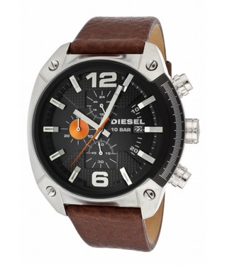 Diesel Chronograph Dark Brown Genuine Leather Black Dial
