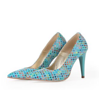 PANTOFI STILETTO TURQUOISE DIN PIELE NATURALA