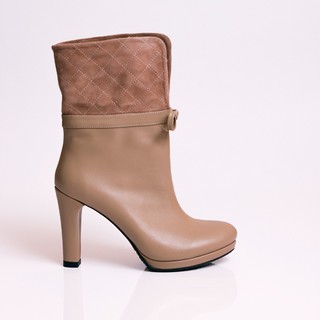 Botine dama de piele cu toc si platforma Tempel
