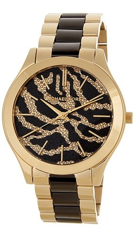 MICHAEL Michael Kors Womens Zebra Pave Crystal Bracelet Watch