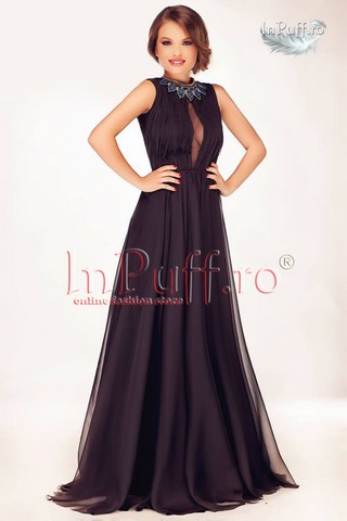 Rochie de seara din voal negru