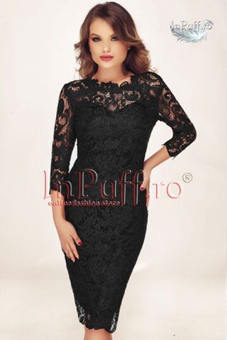Rochie de seara midi broderie neagra