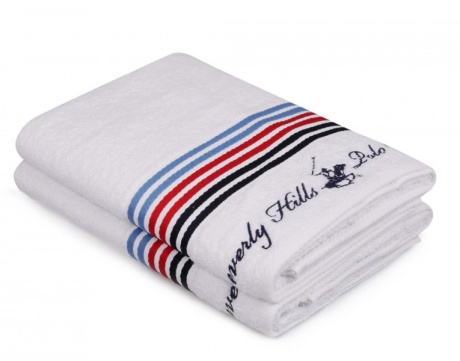 Set 2 prosoape bumbac 100%, Beverly Hills Polo Club, Alb 50x90cm
