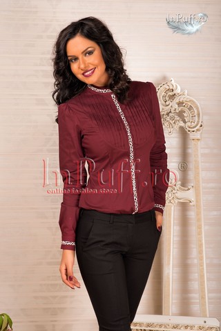 Camasa bumbac bordo insertii animal print