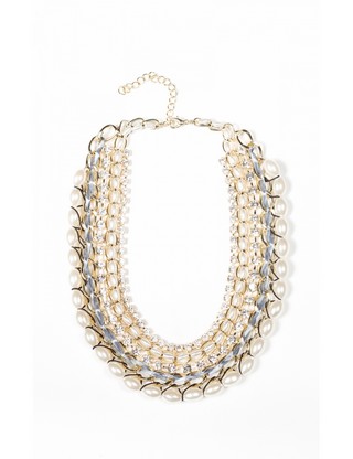 Colier Nissa alb cu auriu