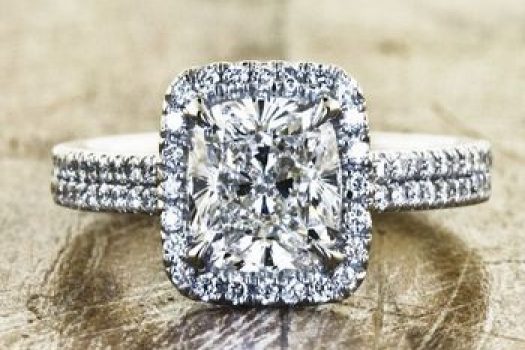 Inele de logodna din aur alb cu diamante si cristale