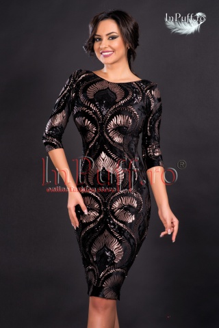 Rochie de seara catifea neagra cu paiete