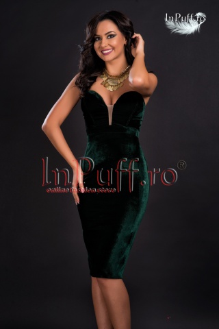Rochie midi catifea verde smarald