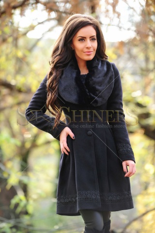 Palton LaDonna Bloomy Colar Black