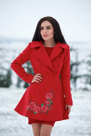 Palton StarShinerS Brodat Rose Desire Red