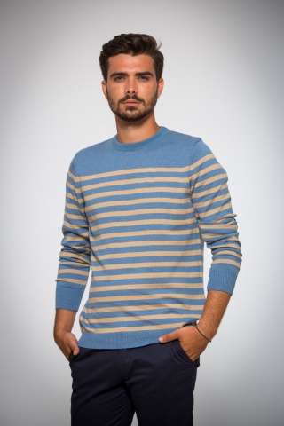 Pulover barbati cu dungi bleu Be You