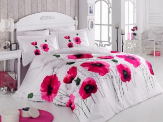 Lenjerie de pat Satin Poppy Flower Pink