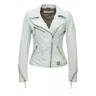 Geaca de Piele Dama Freaky Nation Alba Biker Look Star